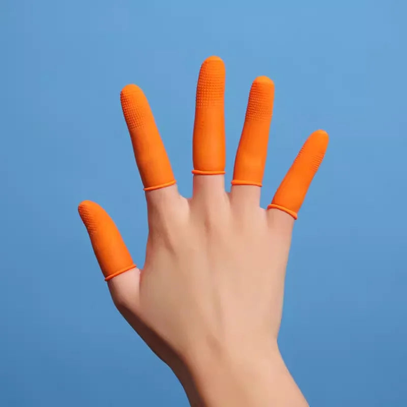 100PCS Finger Cots Thickened Non-Slip Silicone Rubber Finger Guards for Injury Protection Nail Covers Adult Handcraft Qme