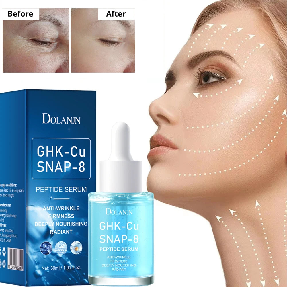 GHK-Cu Copper Peptides Facial Serum SNAP-8 Faded Fine Lines Wrinkles Firming Deep Moisturizing Hydration Collagen Skincare Serum Qme 1pc 1