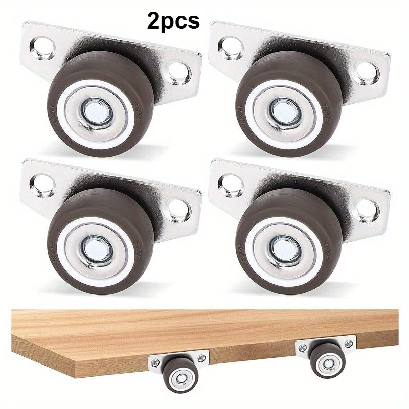Side Mounted Casters, Home Appliance Casters, Non Rotating Rigid Small Wheels Suitable for Furniture DIY Projects, Cabinets Qme 4pcs