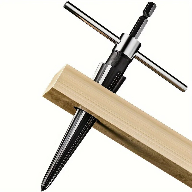 High Carbon Steel Hexagonal Hole Opener Set - Cone Cutters for Wood, Metal and Plastic - Bit Compatible Reamer Tool Accessories Qme