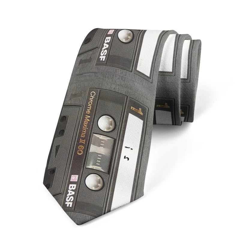 Interesting Old-fashioned Cassette Music Tape Tie Design Irregular Qme style4