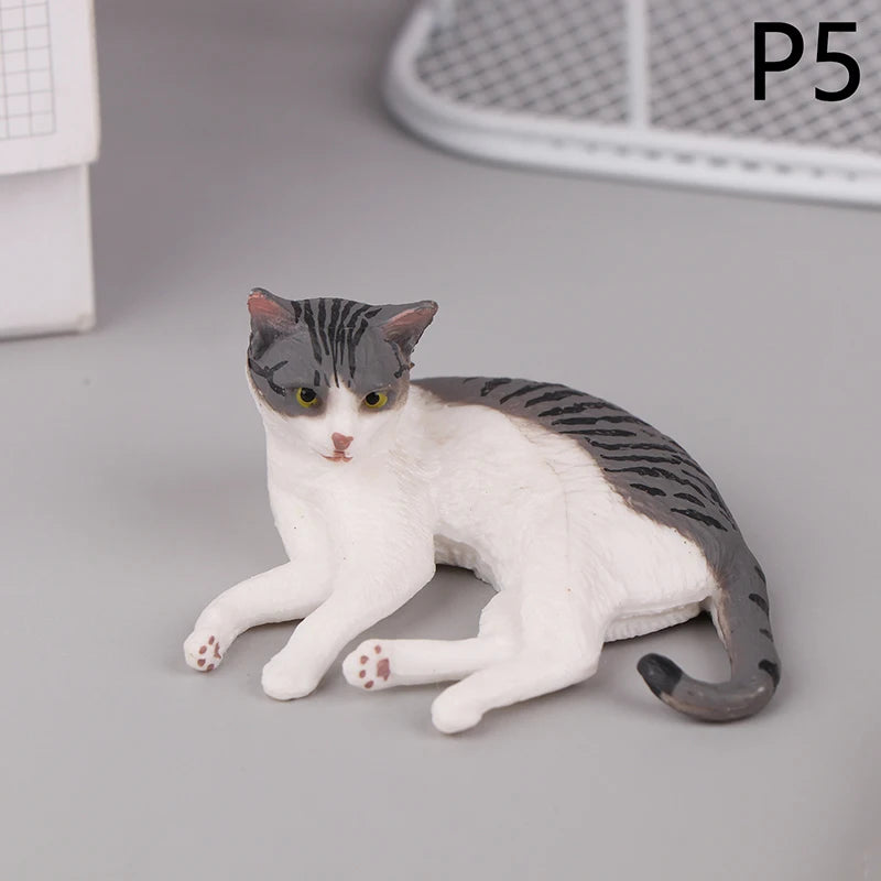 Mini Pet Cat Model Ornament Solid Simulation Animal Lying Orange Qme 5