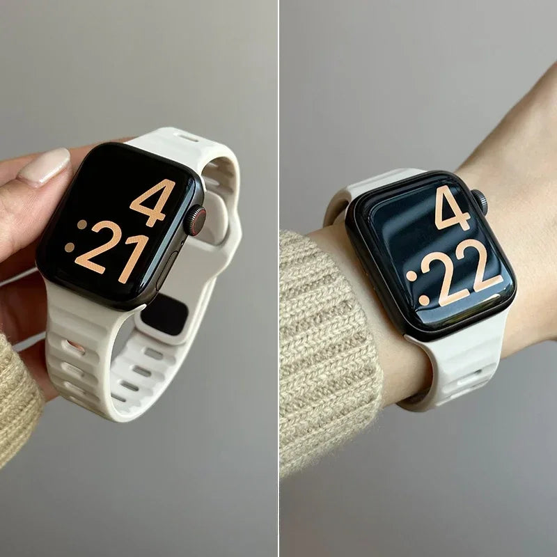 Silicone Sport Strap For Apple Watch Band 49mm 45mm 44mm 42mm 40mm 41 38 correa bracelet iwatch Series 10 9 8 7 6 5 4 3 se ultra Qme
