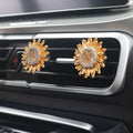 Shiny Rhinestone Sunflower Car Air Freshener Clip Auto Vent Aroma Qme 2pcs