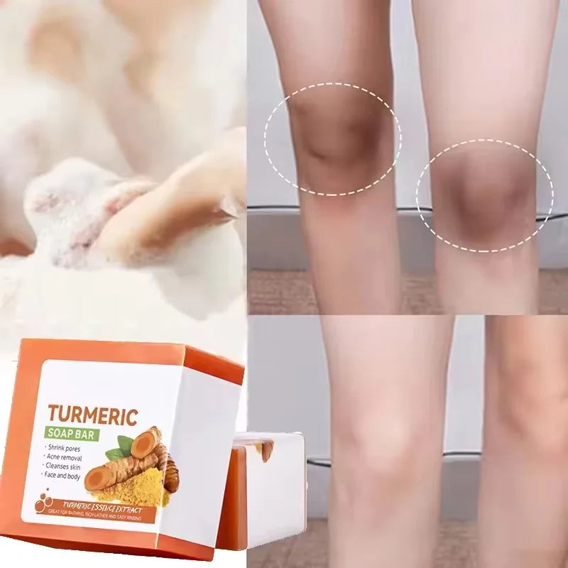 Natural Turmeric Soap Body Cleaning Lightening Dark Underarm Leg Bath Cleansers Brightening Face Soap Tender Skin Care Beauty Qme