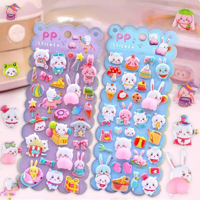 Cartoon Animals Soft Puffy Butt 3D Stickers DIY Scrapbooking Journal Qme
