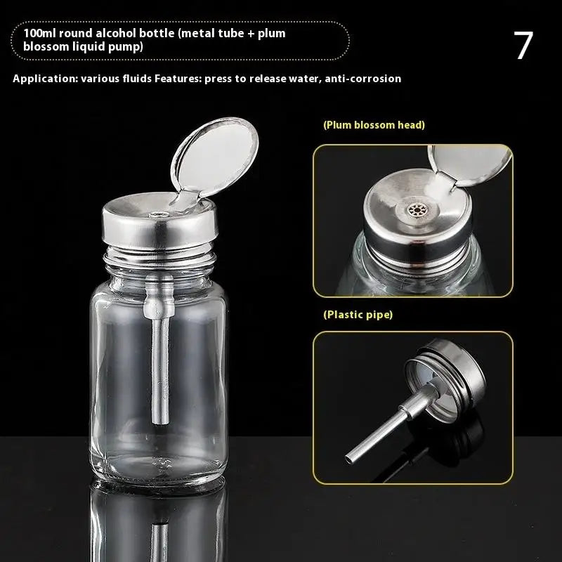 Refillable Glass Nail Storage Bottle Empty Pump Dispenser Polish Qme 7