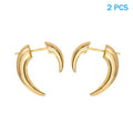 Boho Horn Stud Earring Gold Silver Color Moon Punk Earring For Women Party Jewelry Accessory Unique Wolf Fangs Earring Qme A1