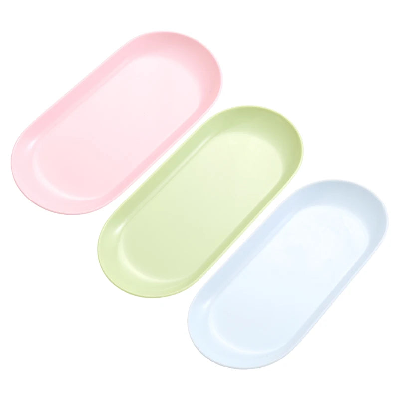 Plastic Cosmetic Storage Tray Nail Art Equipment Plate Oval Manicure Qme