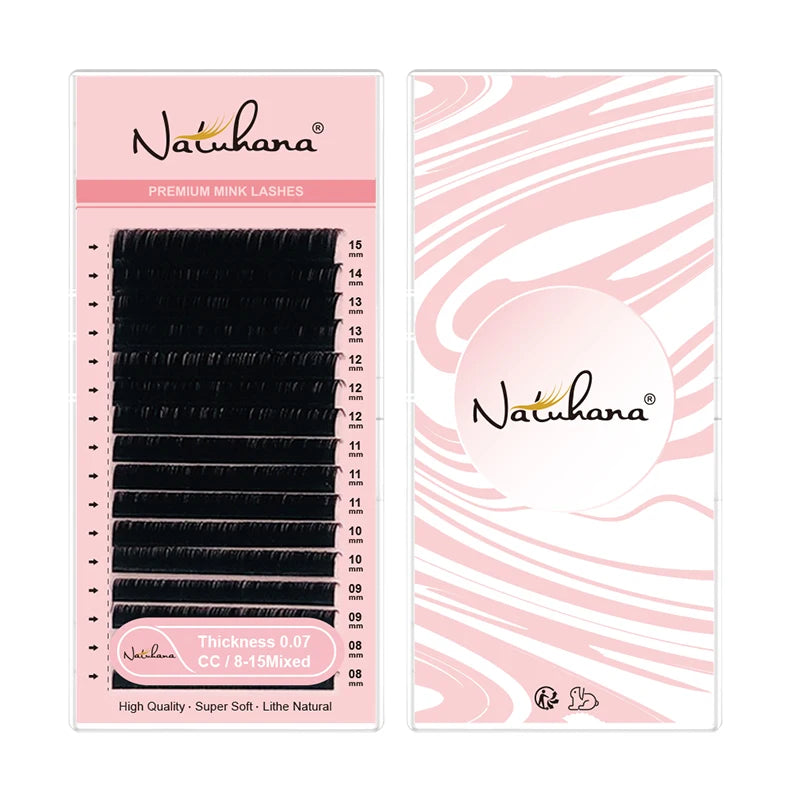 NATUHANA Faux Mink False Eyelashes 10 Trays Lot 16 Rows 8- Mixed Qme