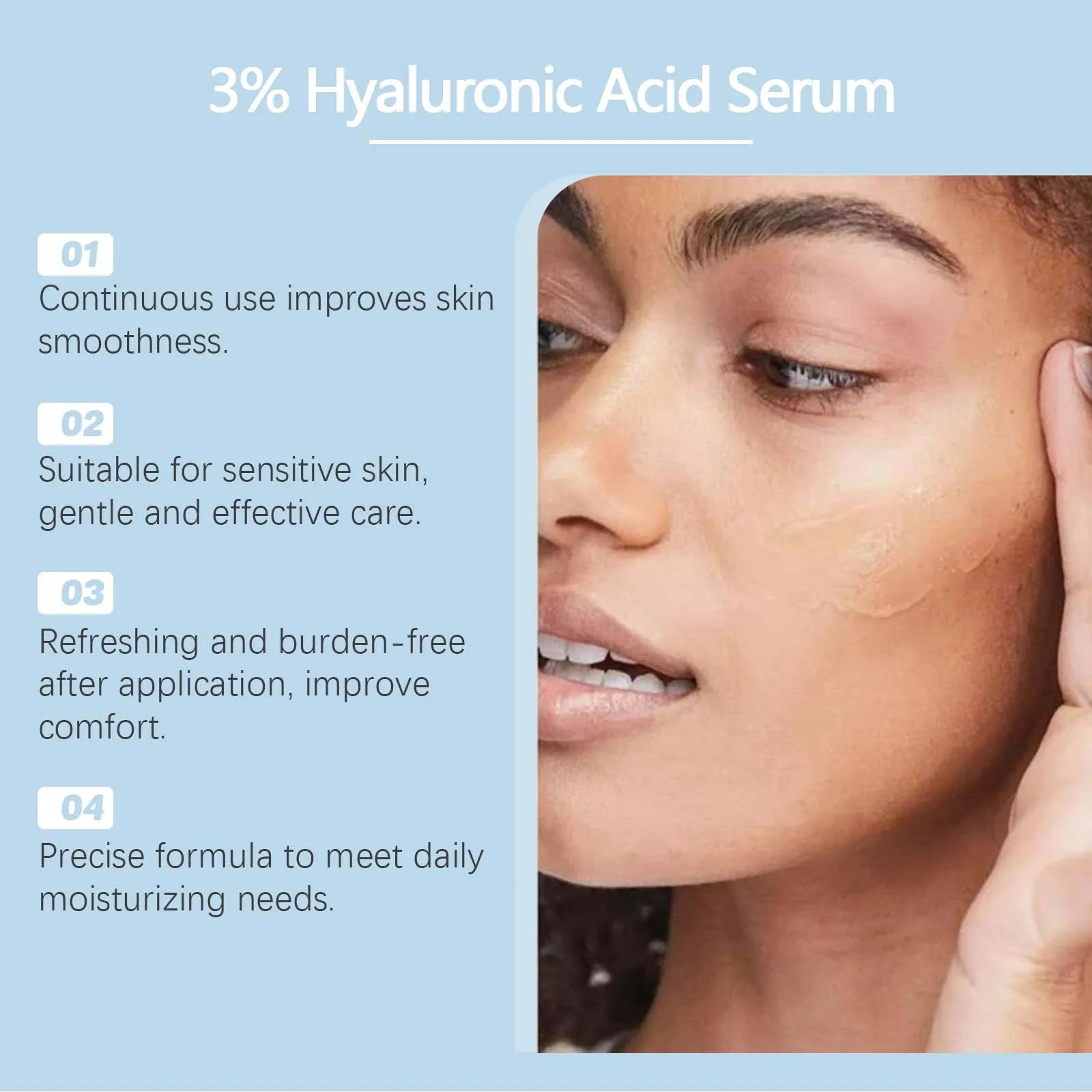 3%Hyaluronic Acid Serum Hydrating Nourishing Pore Shrink Brightening Moisturizing Smoothing Facial Essence for Plump Glowing Ski Qme