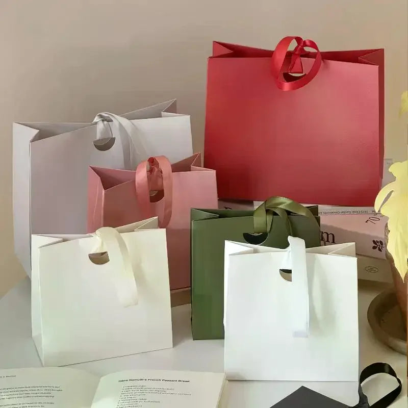 Jewelery Packaging With Ribbon Paper Gift Wrapping Bag Lipstick Storage Wedding Party Gift Tote Handbag Qme