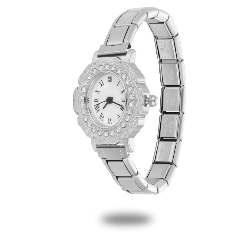 Women's Men's DIY Width Italian Elastic Charm Stainless Oval Watch