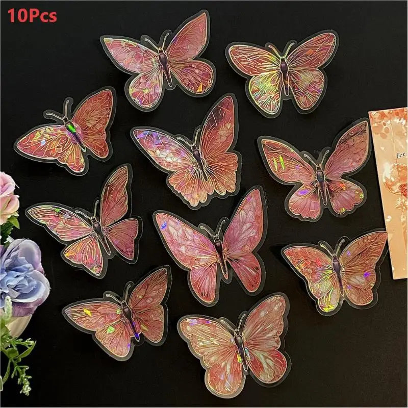 3D Hollow Colorful Butterfly Wall Stickers PET Waterproof Decorative Qme Orange