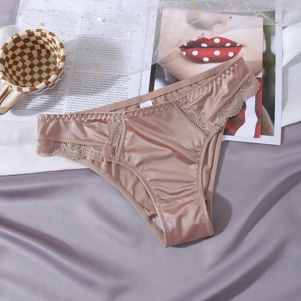Breathable Low Waist Women Underwear Lace Lingerie Triangle Panties Qme