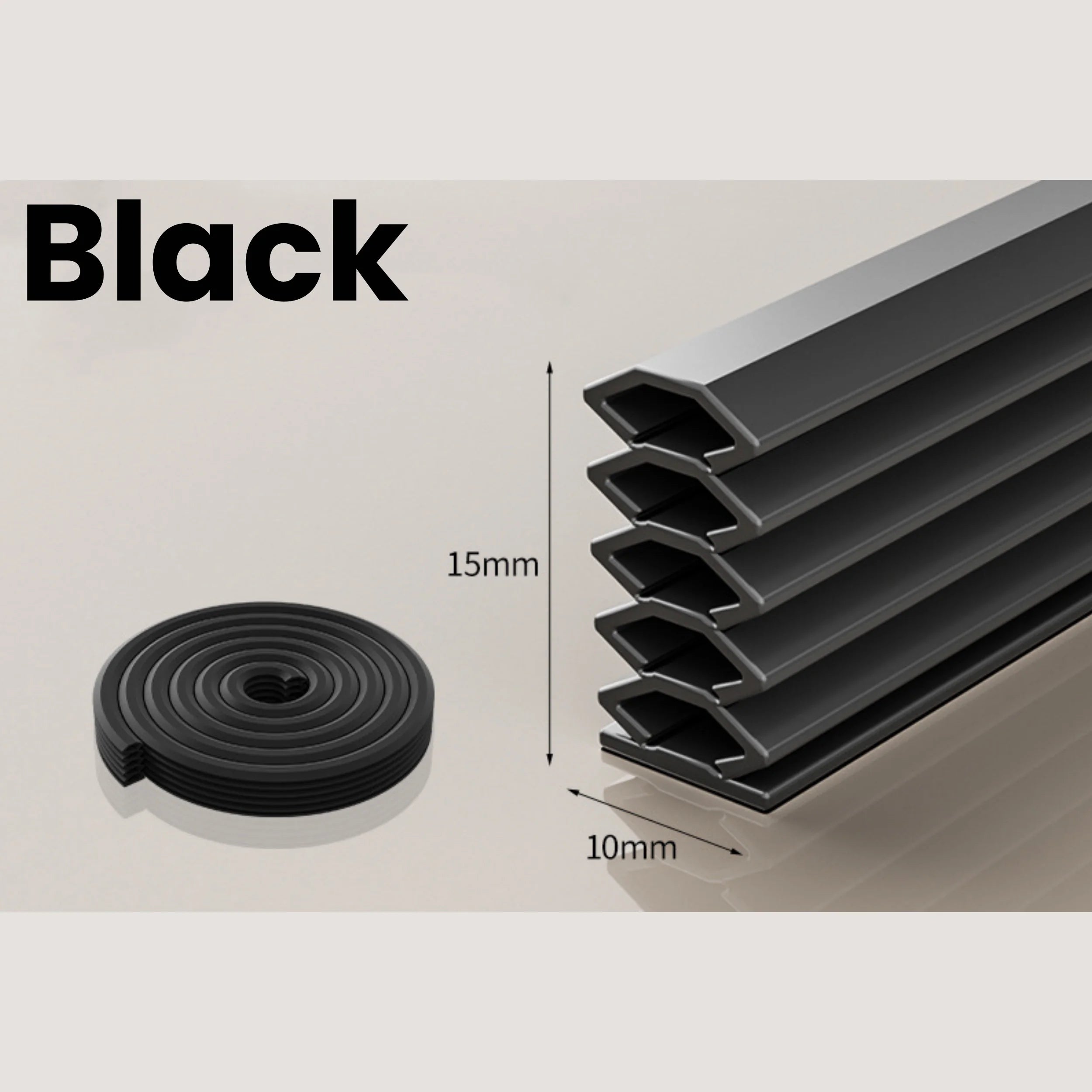 6M Door Sealing Strip Anti-theft Door Windproof Self-adhesive Sound Insulation Strip Window Gap Filling Dust-proof Sealing Strip Qme Black 6M