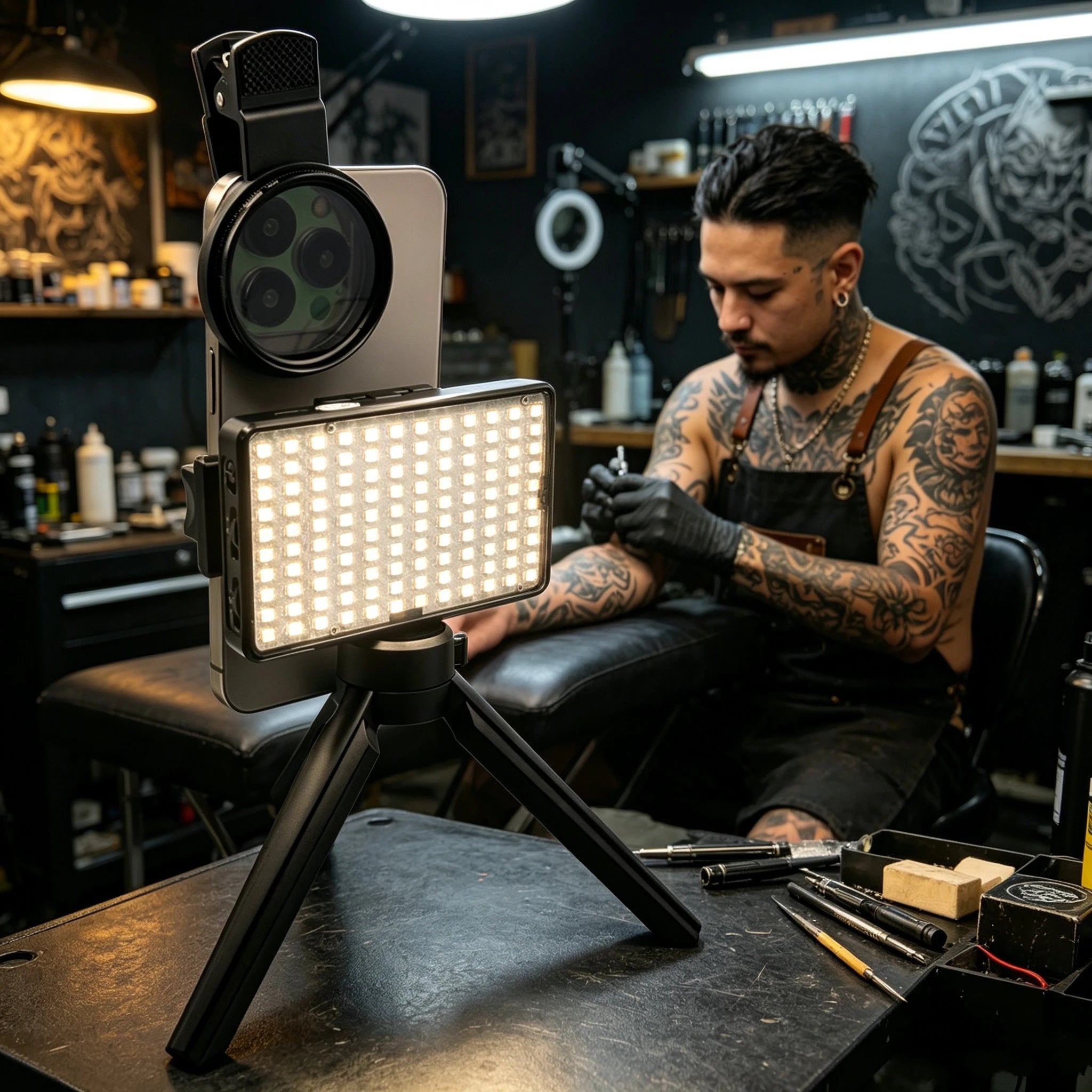 Remove Glare Tattoo Fill Light with 120 LED Beads 52mm Cpl Cellphone Lens Circular Polarizing Filter Tattoo Photography Light Qme