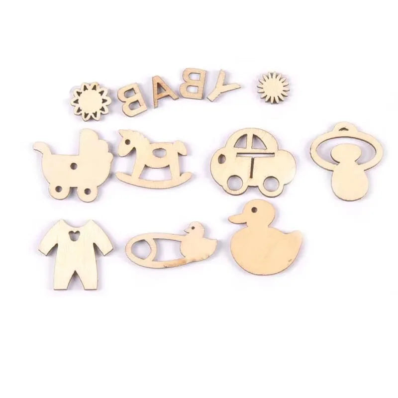 50Pcs Baby pacifiers Pattern natural wood Slices DIY Kid Painting Home Decoration Wooden Crafts Scrapbooking Handmade Ornaments Qme