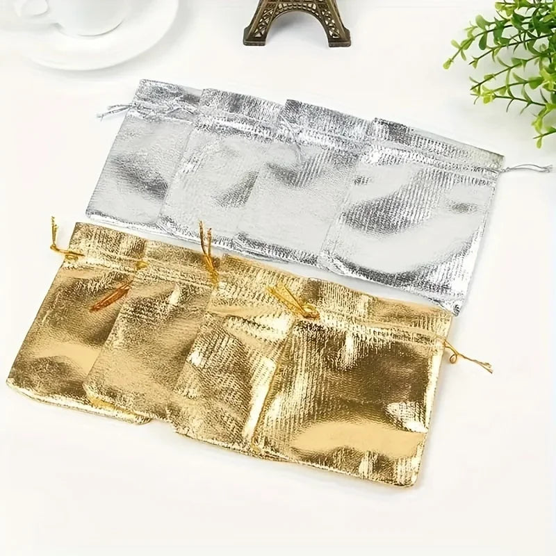 10pcs Drawstring Organza Jewelry Bags, Wedding Party Favor Candy Chocolate Gift Bags, Birthday Party Favors Qme