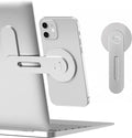 Magnetic Laptop Phone Holder Computer Monitor Side Cell Phone Slim& Foldable For iPhone 14/13/12 Series Case and All Phone Qme WHITE