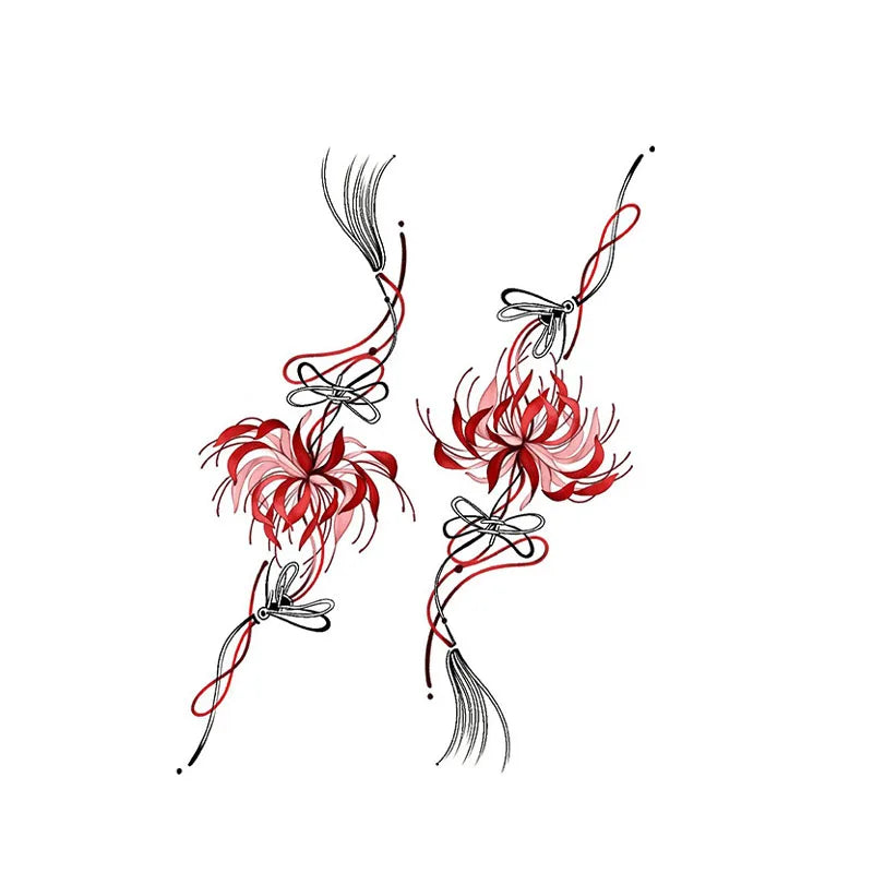 Chinese tassel-style colorful back tattoo stickers, sexy waterproof realistic temporary tattoo stickers for women's chests. Qme