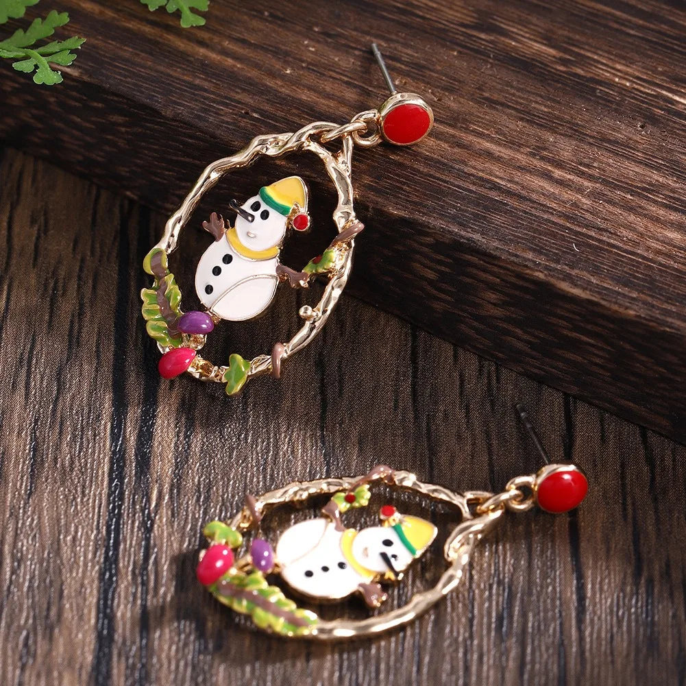Fashion Earrings Elegant Tassel Minimalist Christmas Earrings Snowflake Hat Dangles Jewelry Earrings for Christmas Gift Qme PurpleSnowMan