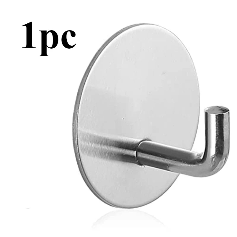 Wall-mounted shower hanger, used for hanging loofahs, towels, clothes, bathrobes - a detachable bathroom storage device Qme Silvery