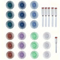 Radial Bristle Disc Kit with Mandrel Gap Polishing Wheel for Rotary Tools,Detail Abrasive Wheel for Jewelry Wood Metal Polishing Qme 27pcs