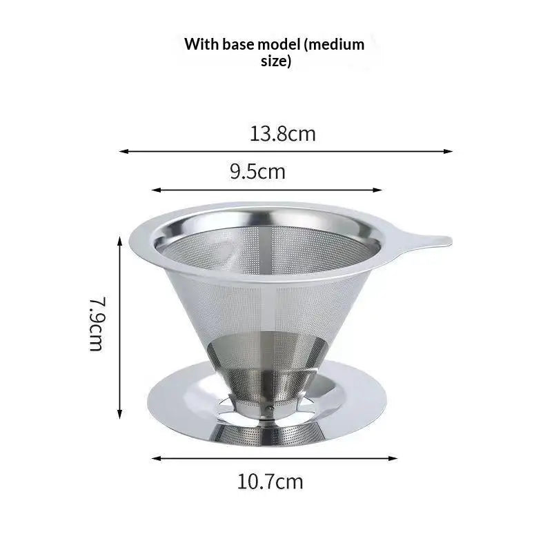 Reusable Stainless Steel Pour Over Coffee Filter Paperless Fine Mesh Qme B