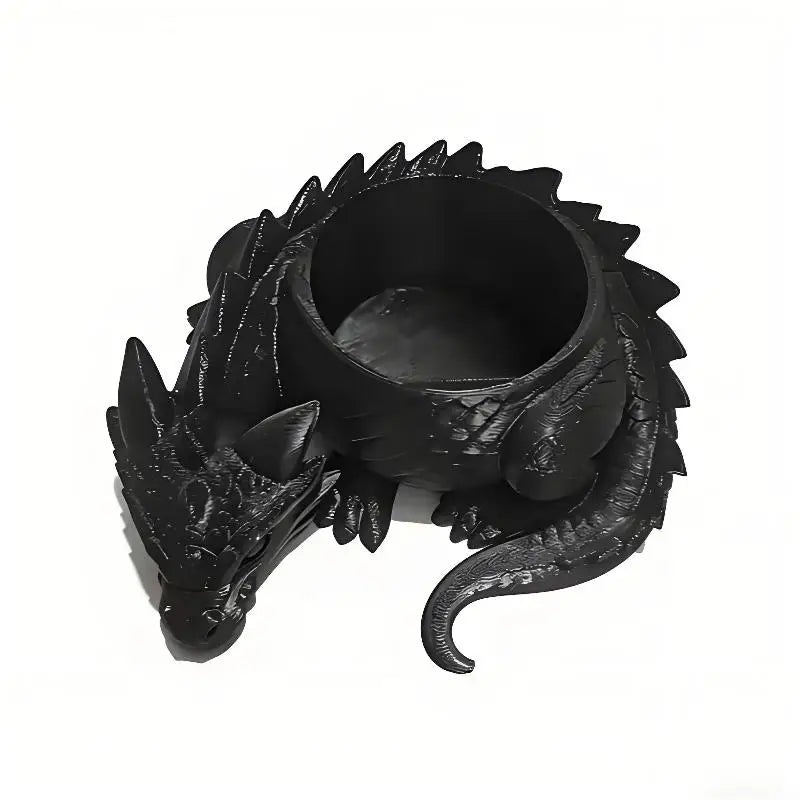 3D Printed Dragon Shaped Plant Pot Plastic Funny Flower Container Handmade Growing Pots Jewelry Storage Tray For Home Decoration Qme Black
