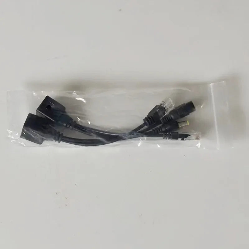 Passive POE Adapter Cable Power Over Ethernet POE Splitter RJ45 Injector 12-48V For Security IP Camera System Qme Black Color