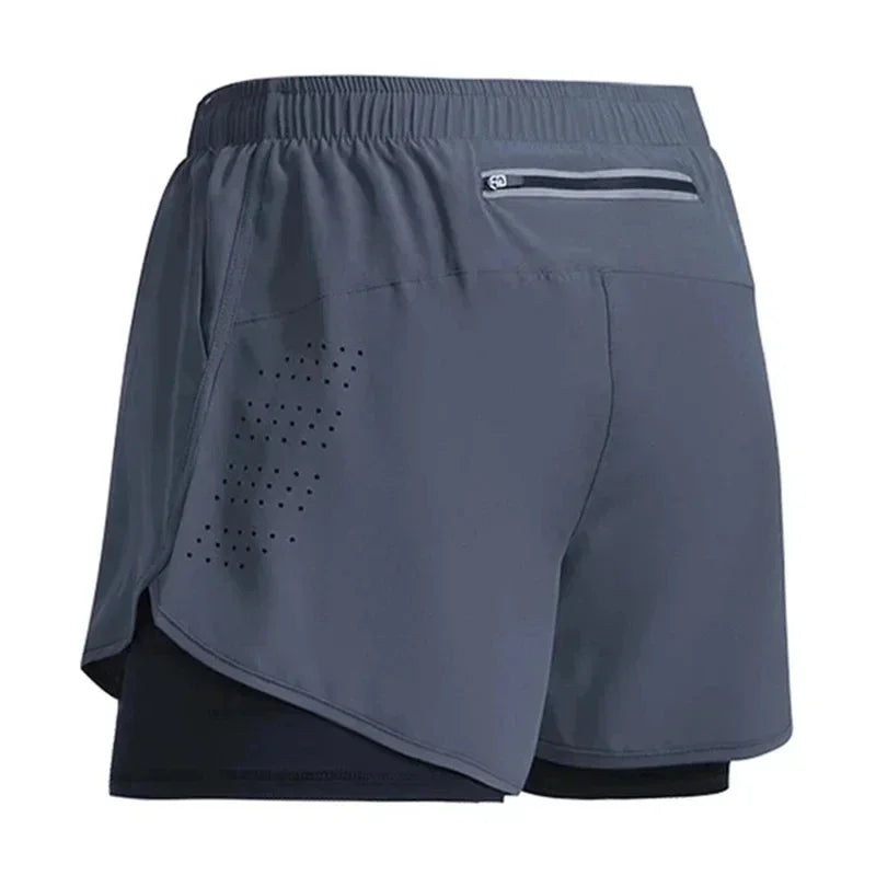 New Men Running Shorts Gym Sports Shorts 2 in 1 Quick Dry Workout Training Gym Fitness Jogging Short Pants Summer Men Shorts Qme GY 2XL