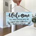Rustic Welcome Wall Hanging Decor Wood Art Plaques Sign Door Sign for Home Living Room Front Door Decor Qme M