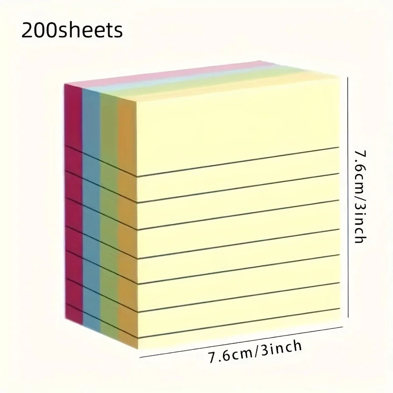 200sheets Line Sticky Notes 4 Colors Portable Student Note Marker Writing Sticky Notes Self-Adhesive Easy To Apply Notepad Qme