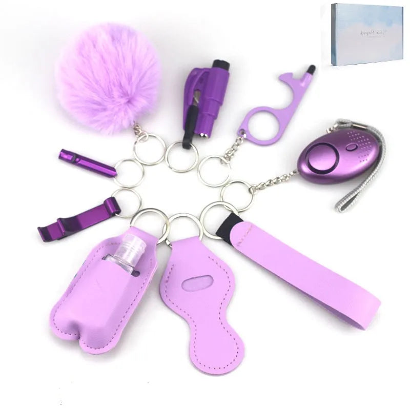 Safety Keychain for Women Full Set Self Defense Security Portable Key Chain Personal Alarm Emergency Tools Qme