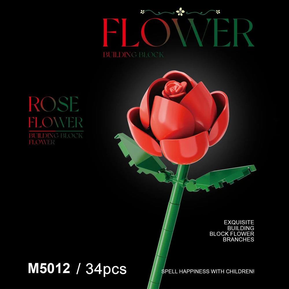 Building block flower set, DIY floral decoration kit, suitable for desktop decoration and room accessories – a perfect gift idea Qme
