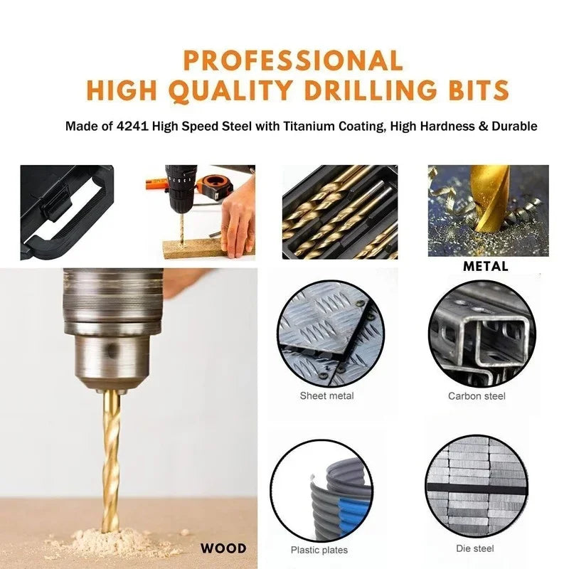 Speed Steel Metric Drill Bit Sets Hardened Metal Stainless Cast Iron Qme