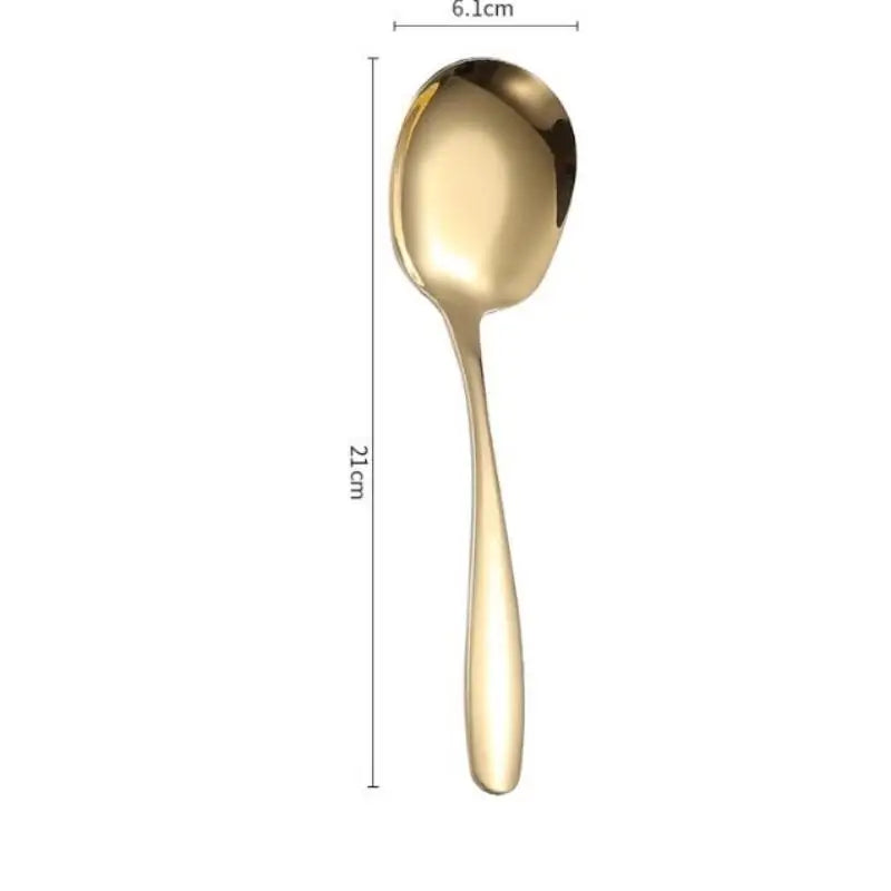 Household Public Serving Spoon Stainless Steel Soup Colander Spoon For Ice Cream Dinner Spoons Rice Salad Kitchen Tableware Qme Gold