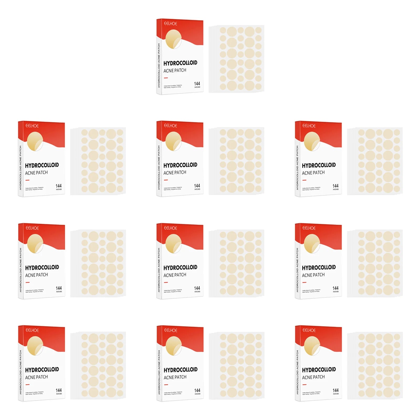 Hydrocolloid Acne Patches 2 Sizes Invisible Makeup-Friendly Pore Care Acne Pimple Patch Breathable for Comedones Treatment Qme 10 x 144pcs Boxed