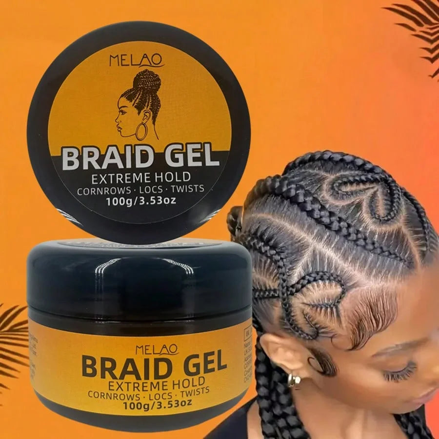 MELAO BRAID GEL, Extreme Hold Styling Gel, for Cornrows, Locs, Twists, Dreadlocks & Braided Hairstyles, Long Lasting Strong Hold Qme
