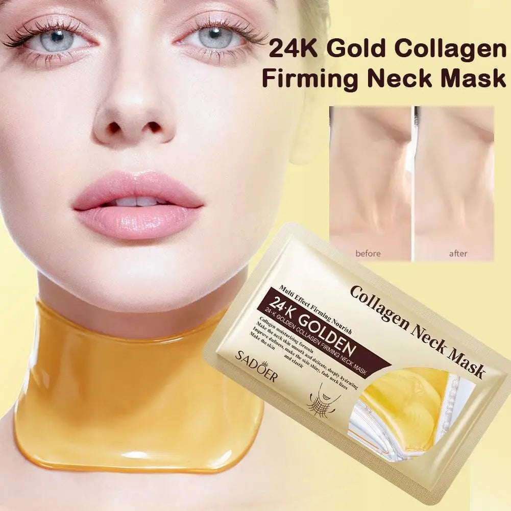 24K Gold Collagen Neck Mask,Crystal Gel Neck Patch,Deeply Moisturizing Nourishing Neck Care Mask For Neck Skin Care 1/3pcs Qme