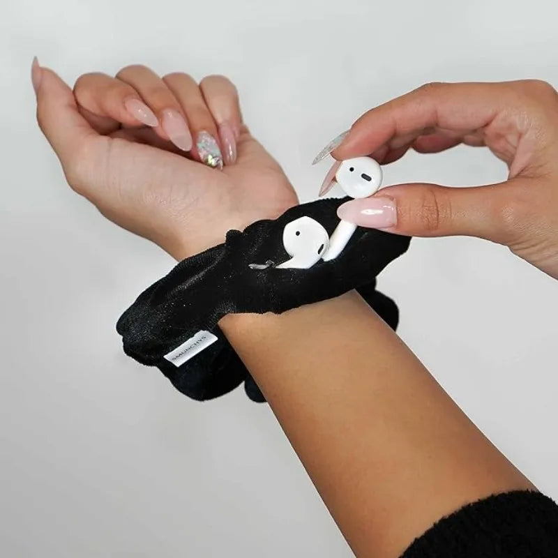 Velvet Pocket Hair Strap - Secret Hidden Bag Suitable For AirPods, Keys, Money, Travel, And Gym Hair Accessories Qme