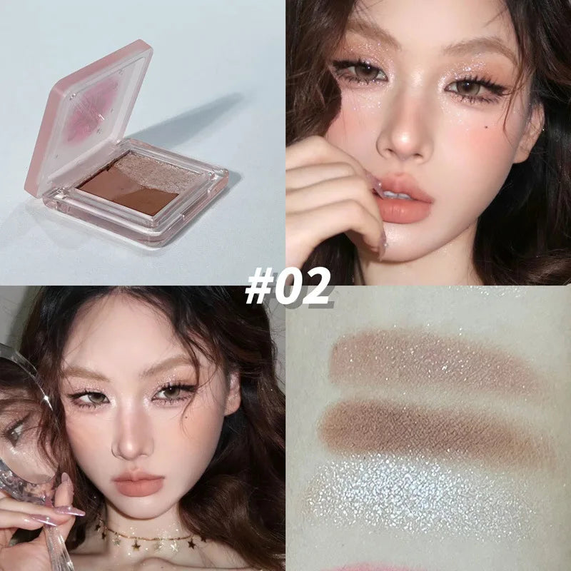 Mini 3-Color Earth Brown Eyeshadow Palette Pearly Matte Grey Glitter Eye Shadow Shiny Shimmer Eye Pigment High Gloss Makeup Qme 02