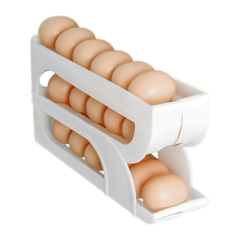 Egg Container for Refrigerator 3 Tiers Automatic Rolling Egg Container Rack Food Holder for Meal Prep Pantry Cooking Food Qme