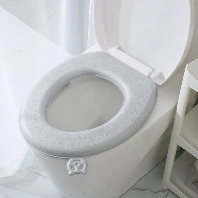 Universal Toilet Seat Cushion Paste Accessories EVA Waterproof Cover Qme Gray