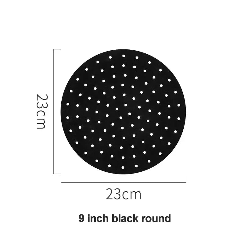 Food Grade Silicone Air Fryer Liner Non-stick Baking Mat Reusable Qme 9 black round