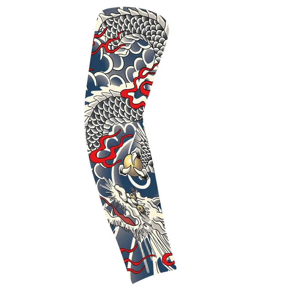 Flower Arm Pattern Flower Arm Tattoo Sleeve Breathable Thin Men Sunscreen Sleeve UV Protection Long-sleeved Ice Silk Arm Sleeve Qme style 15