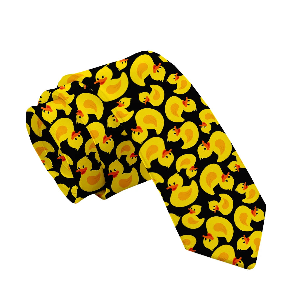 Cartoon Duck 3D Printed Tie Unisex Yellow Novelty Fashion Business Qme