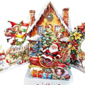 3D Christmas Card Night Before Scene Santa Reindeer Snowy Village Qme A