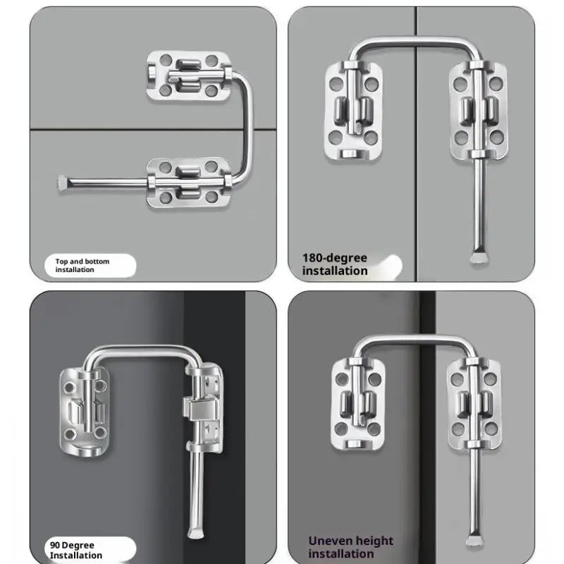 Stainless Steel 90 180 Door Latch Punch-free Buckle Anti-theft Spring Qme